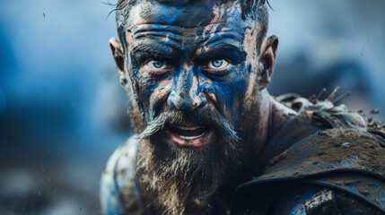 Ancient celtic warrior prepared for battle in ancient times. 