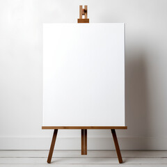 Photograph of an Isolated Artist's Easel with a blank canvas. - obrazy, fototapety, plakaty