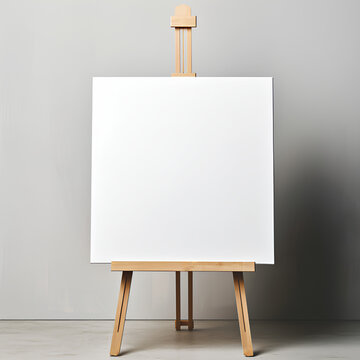 Photograph of an Isolated Artist's Easel with a blank canvas.