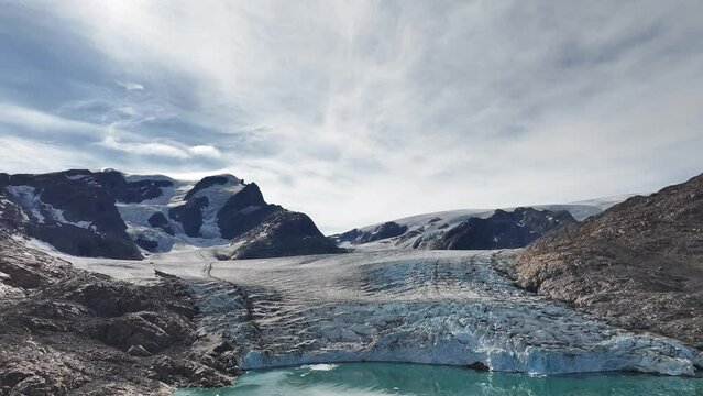 aerial view of johan petersen fjord glacier