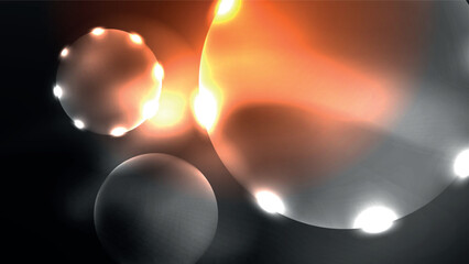 Circles with bright neon shiny light effects, abstract background wallpaper design
