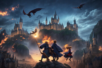 halloween castle in the night