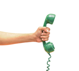 hand holding a landline telephone with no background png 