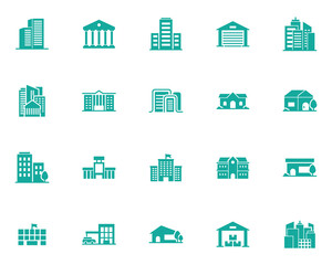 set of building icons, real estate, city, house