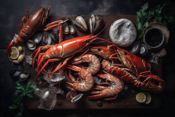 fresh seafood - obrazy, fototapety, plakaty