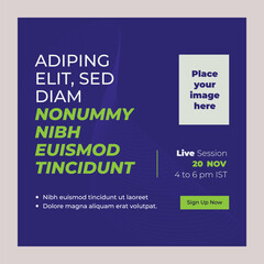 Social media post on educational workshop live training session for school institute college