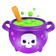 Poison pot, Halloween graphic element, 3D rendering illustration.