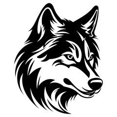 Wolf head silhouette, vector illustration of a wolf