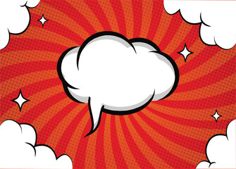 Comic  background. Vector, pop art style. Pop art comic background with cloud and star. Cartoon Vector Illustration