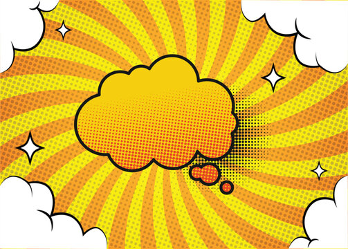 Comic  background. Vector, pop art style. Pop art comic background with cloud and star. Cartoon Vector Illustration
