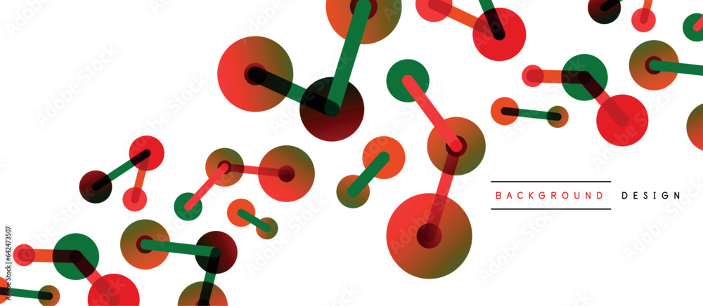 Poster Line points connections geometric abstract background. Circles connected by lines. Trendy techno business template for wallpaper, banner, background or landing