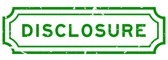 Grunge green disclosure word rubber seal stamp on white background