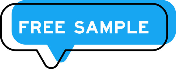 Speech banner and blue shade with word free sample on white background