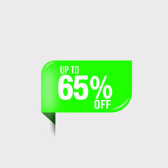 vector discount number percentage green 65%