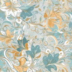 "Digital Garden Delights: AI-Generated Patterns". Seamless Pattern.