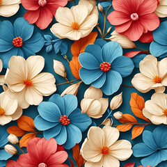 Seamless artistic colorful floral backdrop 