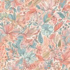 "Blossoms Unleashed: AI-Generated Floral Patterns". Seamless Pattern.