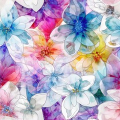 "Blossoms Unleashed: AI-Generated Floral Patterns". Seamless Pattern.