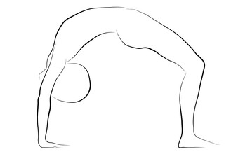 beautiful line drawing of the wheel yoga pose , international yoga day . hobby or pastime .