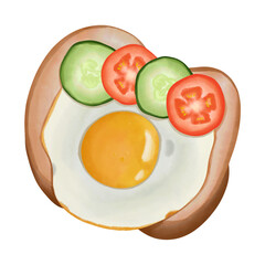 Sandwish eggs with tomato and cucumber