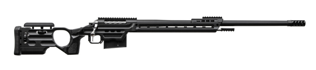 Modern bolt carbine isolated on white background. Weapons for sports, hunting and self-defense.