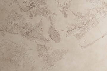 Obraz premium Map of Charleston (South Carolina, USA) on an old vintage sheet of paper. Retro style grunge paper with light coming from right. 3d render