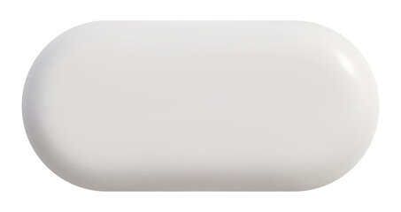 3D realistic white oval button