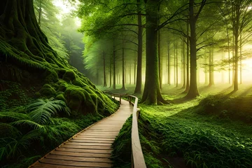 Fotobehang Bosweg footpath in the forest