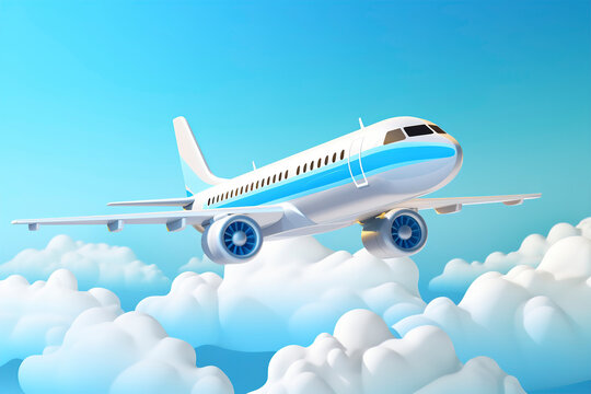 Passenger airplane  in the sky above the clouds, passenger airplane gear released takes off in sky, beautiful background with flying plane in blue sky.