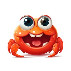 A cartoon crab with big eyes and a big smile. Digital image.