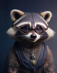 An Anthropomorphic Raccoon with Round Spectacles