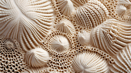 Sandy seashell texture with intricate patterns and ridges