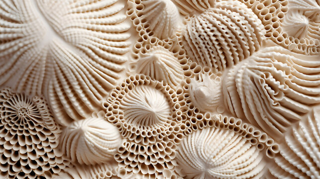 Sandy seashell texture with intricate patterns and ridges