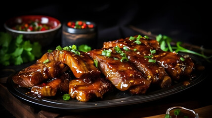 Sizzling barbecue ribs with a tangy and sticky glaz