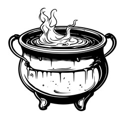 Cauldron, bubbling witch´s pot. Potion making. Witchcraft, magic, mystery