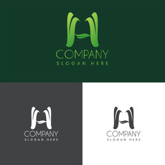 H letter with leaf creative logo design vector stock illustration