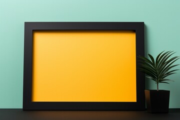 Sleek flat lay black frame provides versatile copy space for your content