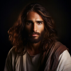 Portret Jezusa Chrystusa z Nazaetu - Boga na ziemi w ludzkiej postaci - obrazy, fototapety, plakaty