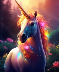 Obraz na płótnie Canvas Magical unicorn in the forest
