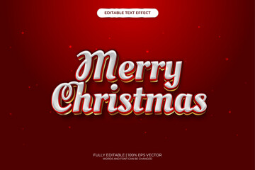 Text Effect 3D Merry Christmas With Red Background