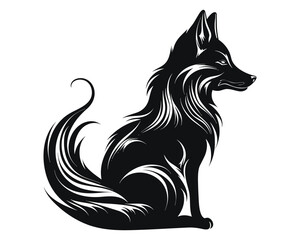 A Fox in a Tribal Style A Black and White Illustration AI Generative