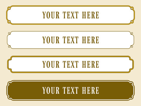 Long vector doorplates border frames. A set of beige long rectangular plaques. Border frames in different shapes. Can be used for laser cutting, elegant vintage web banners, doorplates