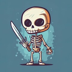 small skeleton with knife, game character