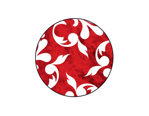 Czerwony okrągły wzór ornamentalny, ręcznie rysowana ilustracja © workszop