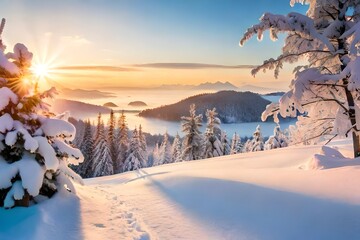 winter landscape with snow covered trees