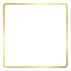 Gold frame round corner square gold frame 1-1 golden border on transparent background PNG