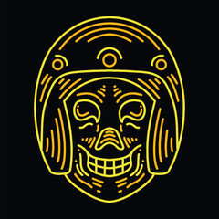 Monoline Skull Helmet Motorcycle Vector Graphic Design illustration Emblem Symbol and Icon