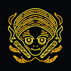 Monoline Alien Smoke Cigarette Vector Graphic Design illustration Emblem Symbol and Icon