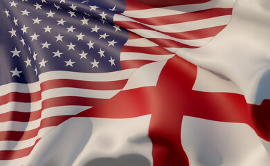 America vs England  competition half flag nation - obrazy, fototapety, plakaty