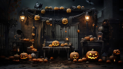 halloween pumpkin on halloween decoration